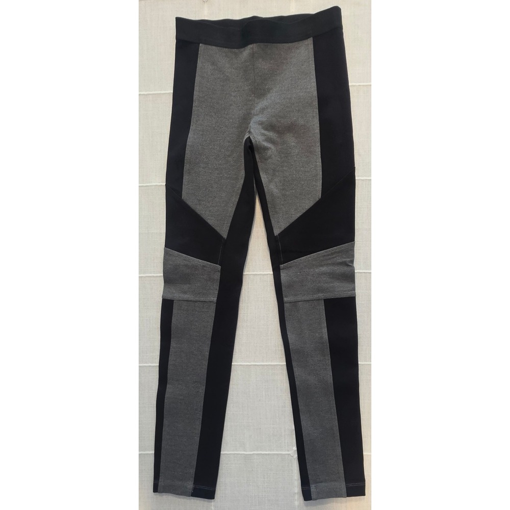 BCBGMAXAZRIA Womens Colorblock Ponte Leggings Grey Black XS High Rise Leggings